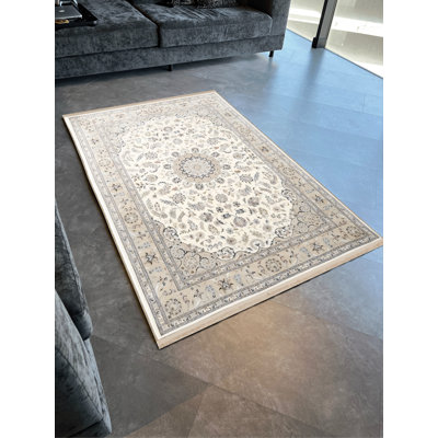 Tapis décoratif rétro à motif traditionnel beige et beige