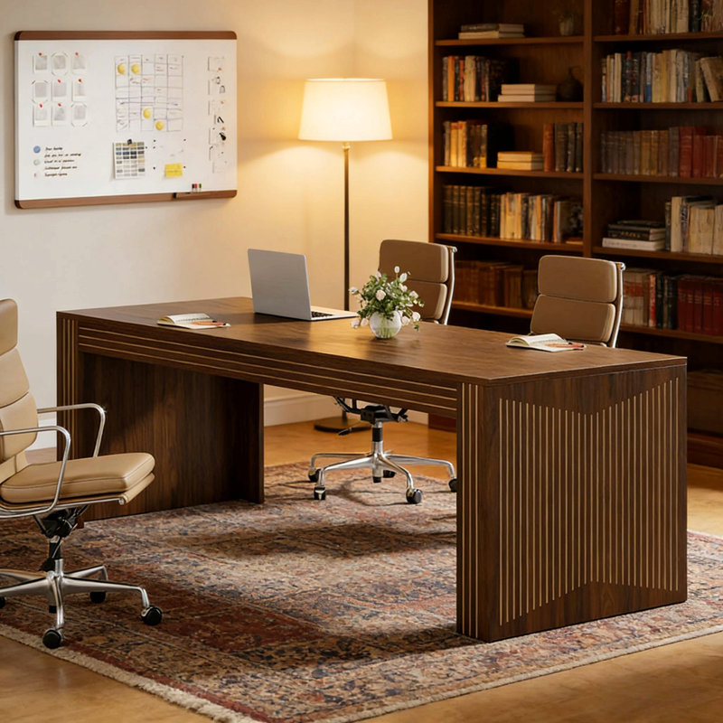 Bureau de direction de conception minimaliste, bureau d'ordinateur, bureau d'écriture élégant, Noyer brun