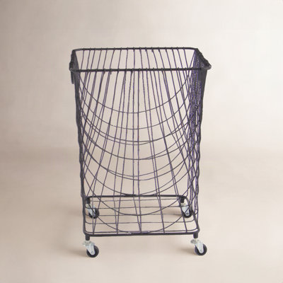 Metal Mesh Rolling Laundry Cart