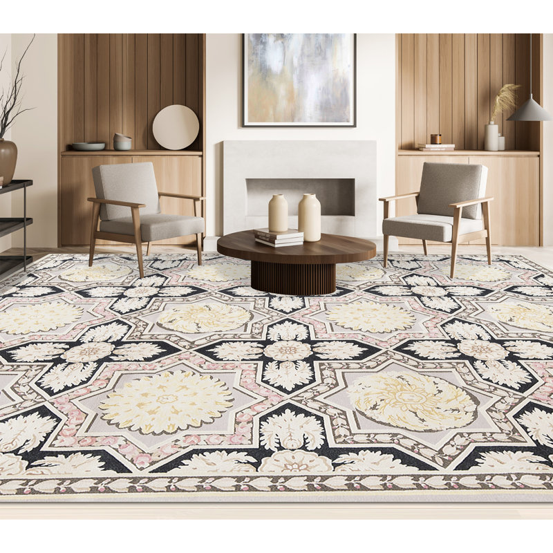 Hand-Knotted High-Quality Black and Gray Area Rug