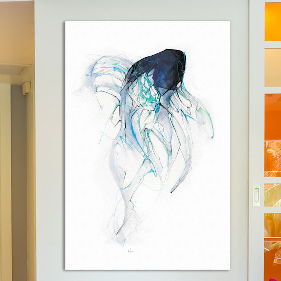«Ghost Fish», impression sur toile tendue, Papier d'art encadré noir, Blanc, H 24 po x l 16 po x P 1 po