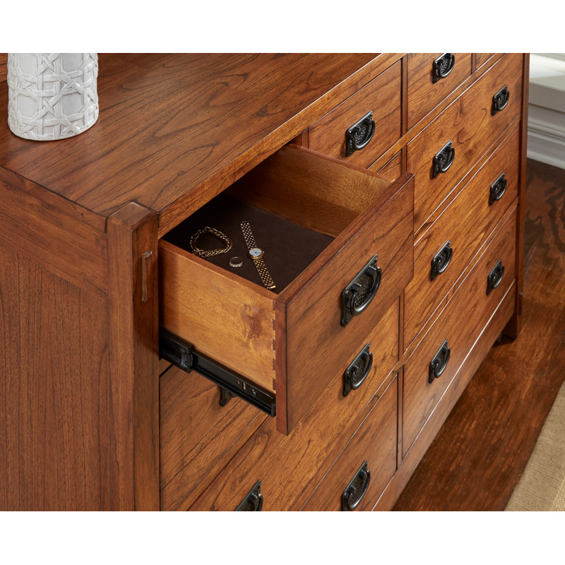 Jacklin 10-drawer Solid Wood Double Dresser and Mirror