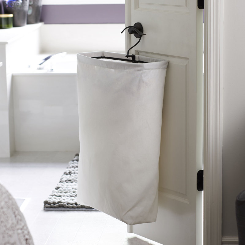 Hanging Doorknob Laundry Bag, White/Black