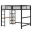 Metal Loft Bed With Built-In Desk And Storage Shelves
