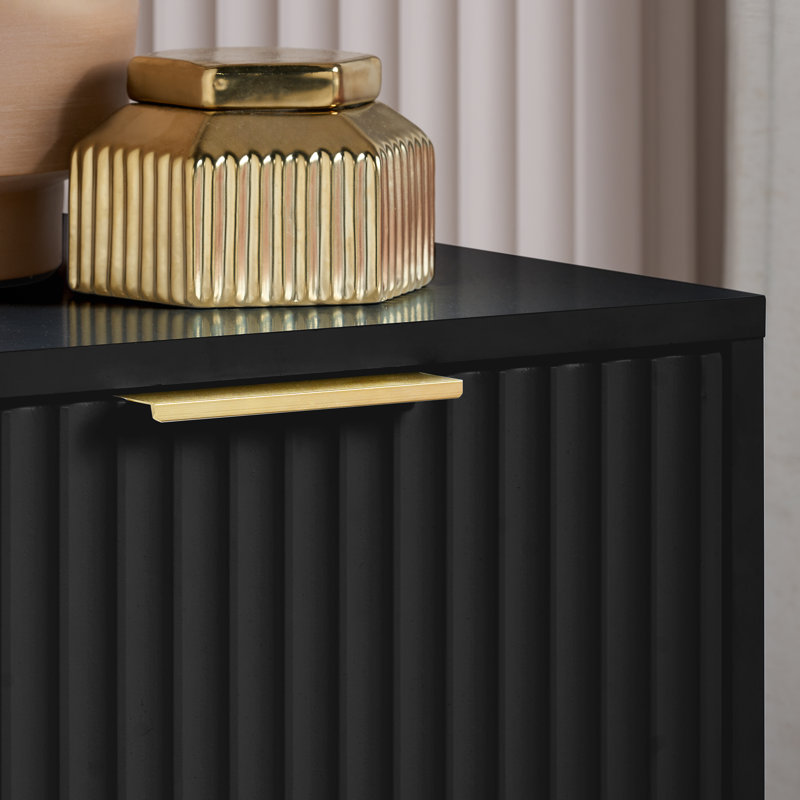 Bethzaida 2 Drawer Fluted Bedside, Black