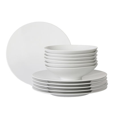Life White Dinner Service, 12 Pieces