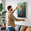 Striped Seahorse Coastal - Wrapped Canvas-2006091923-2006091927
