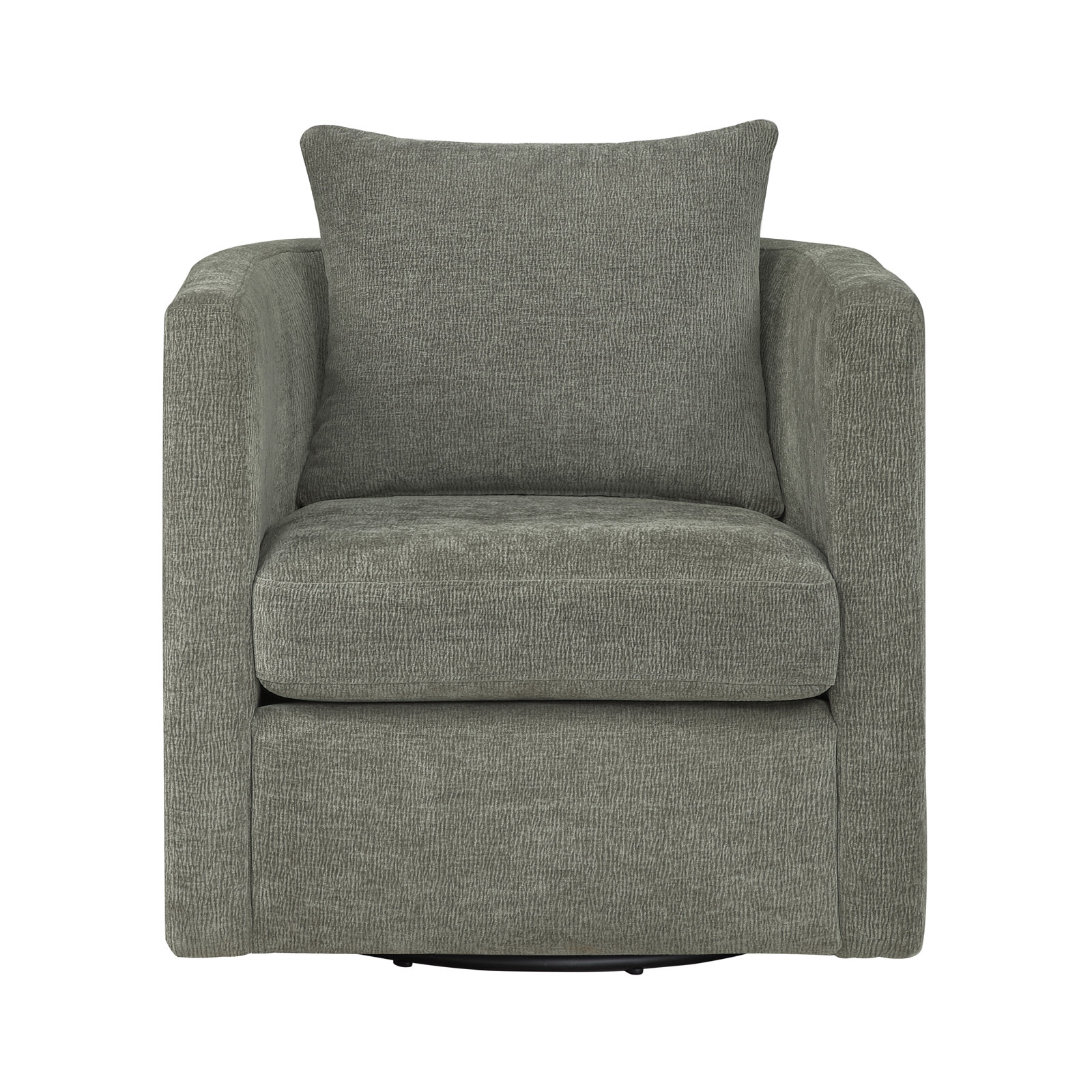 Fran Swivel Barrel Chair, Gray Polyester