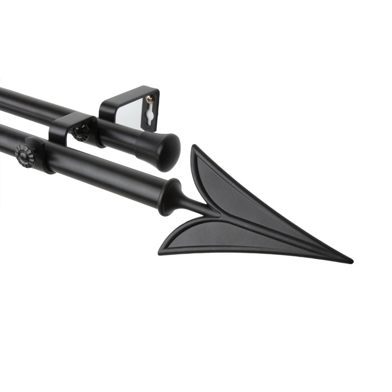 Tringle à rideaux double Trinidad Arrow, 48 po à 84 po, Noir