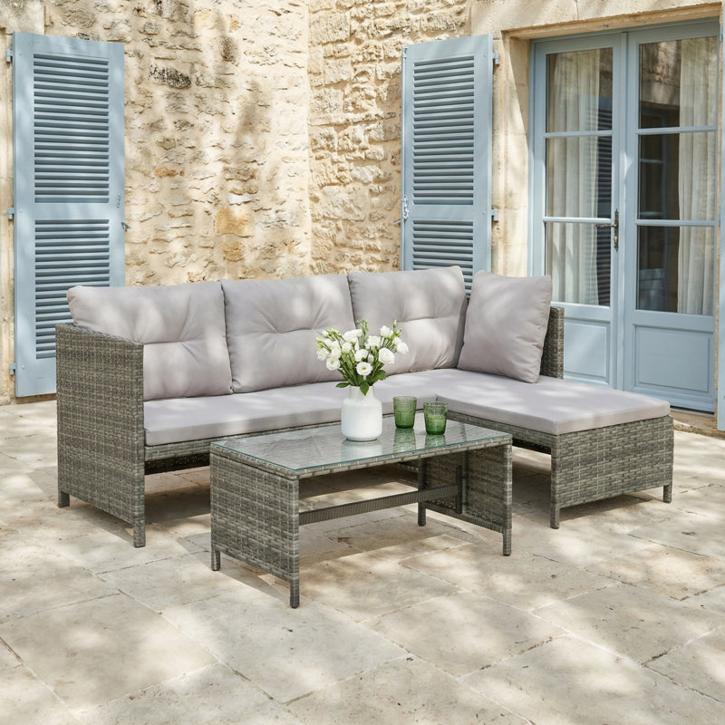 Wicker 4 - Person Garden Lounge Set with Cushions