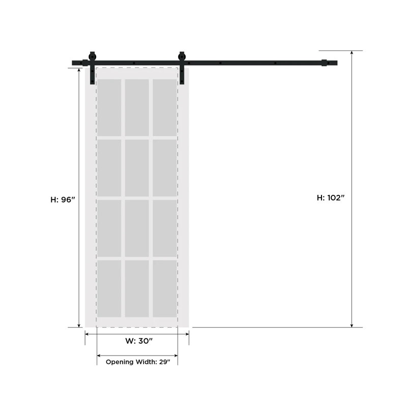 Porte standard en verre givré Mela, 30 po x 96 po
