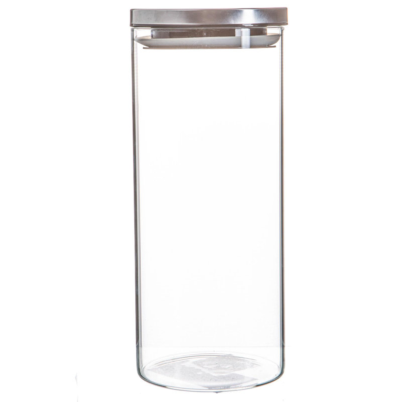 Argon Tableware - Glass Storage Jars with Silver Metal Lids - 1.5 Litre - Set of 6