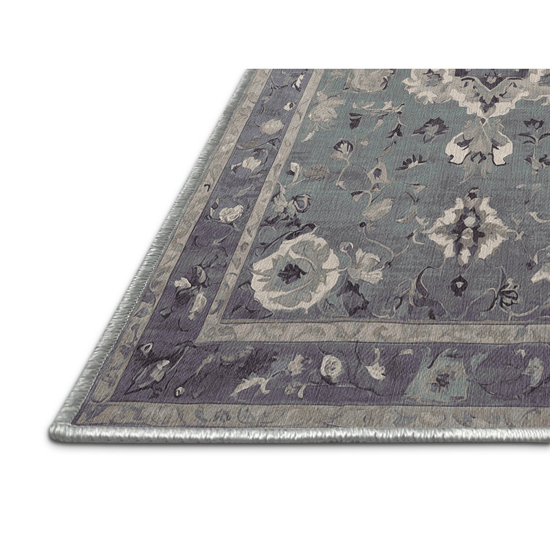 Machine Washable Green Area Rug, Square 7'
