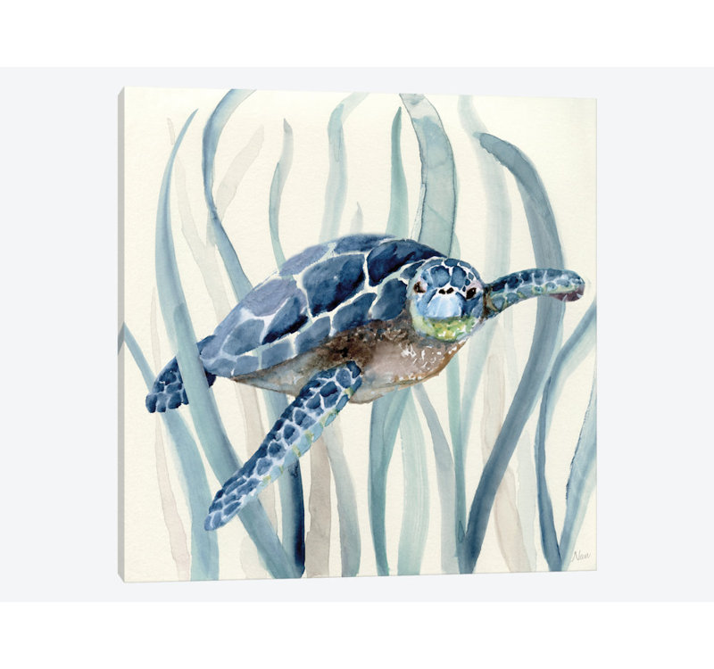 «Turtle in Seagrass I», reproduction sur toile, H 26 po x l 26 po x p 1,5 po, Toile tendue, Pas de tapis