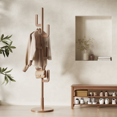 Solid Wood Cactus Coat Rack with 6 Hooks, Easy Assembly, Suitable for Entranceway, Bedroom, Storage of Coats and Bags.