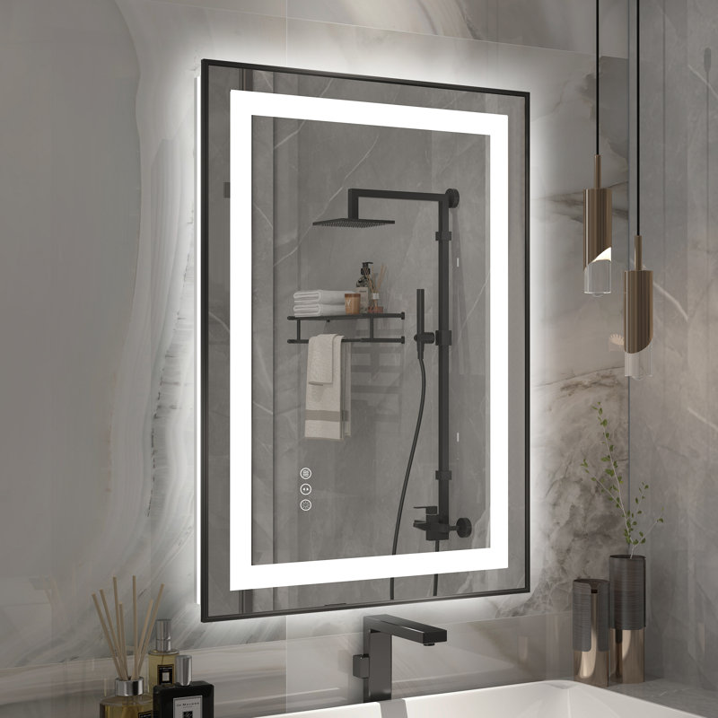 Miroir de salle de bain / meuble-lavabo en verre trempé avec DEL , 20 po x 28 po