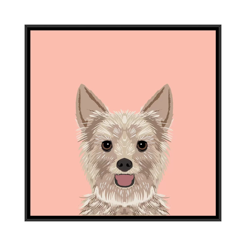 Yorkshire terrier, impression sur toile tendue, H 18 po x l 18 po x P 1,5 po, Toile avec cadre noir, Pas de tapis