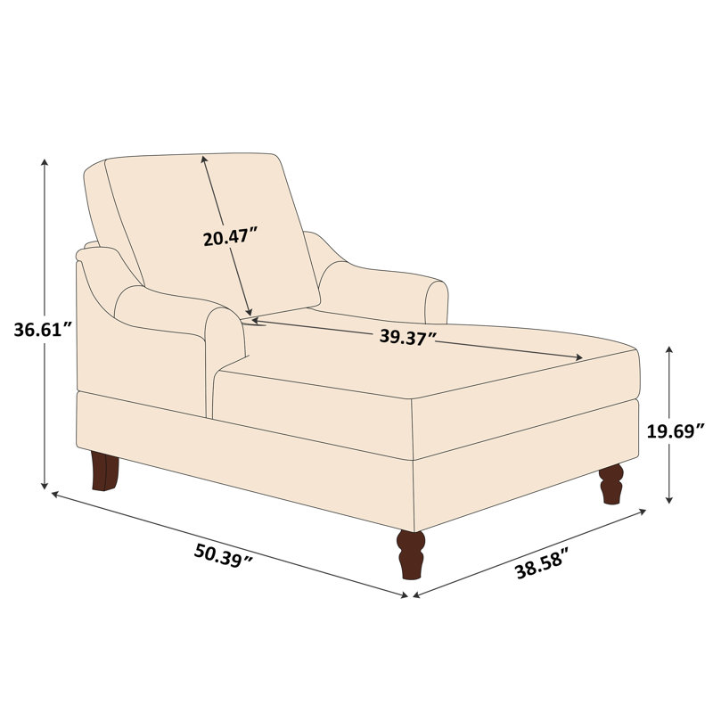 Chaise longue rembourrée 38,58 pouces, Beige
