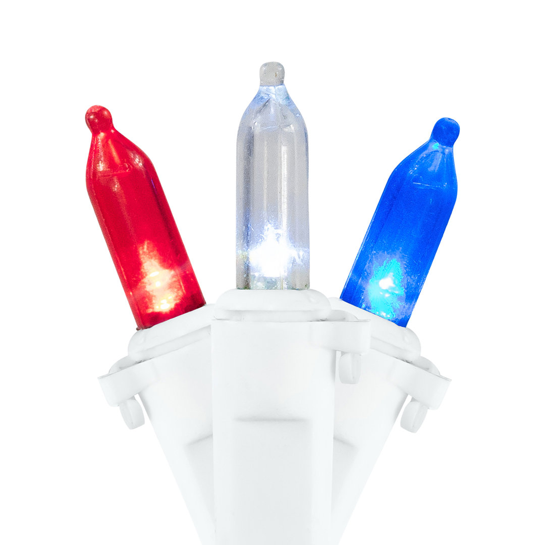 100-Count Red White and Blue Led Mini Fourth of July Light - 32.75 ft White Wire Northlight Seasonal