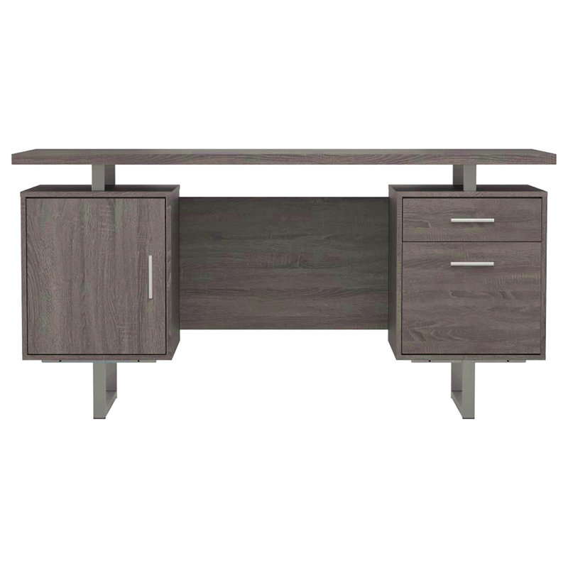 Bureau flottant gris à 2 tiroirs