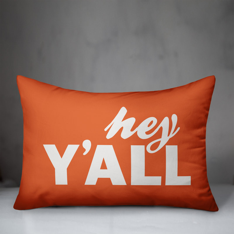  Housse et insert pour coussin rectangulaire Hey Y'all, Orange
