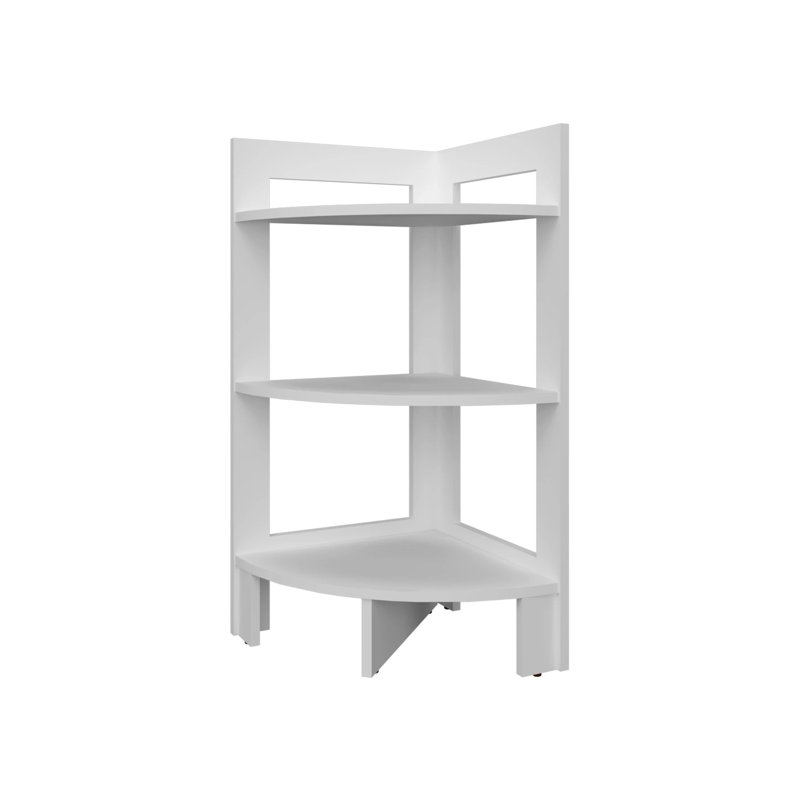 Tablette d'angle blanche avec 3 tablettes - 3 tablettes, H 31,07 po x l 14,81 po, Blanc