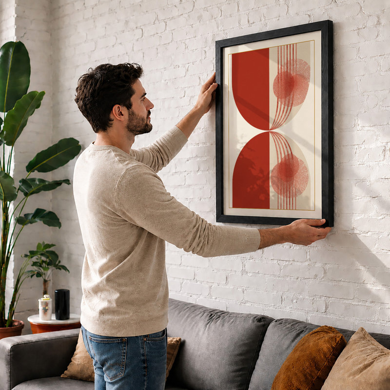 Geometric Symmetry Minimalist - Framed Print, Black, A3 - 42.0 x 29.7 cm