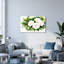 Ensemble de 1 tableau sur toile tendue à l'aquarelle représentant des roses blanches et des feuilles vertes-821835603