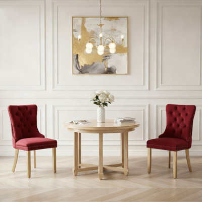 Elegant Luxurious Velvet Upholstered Dining Chairs, Set of Two