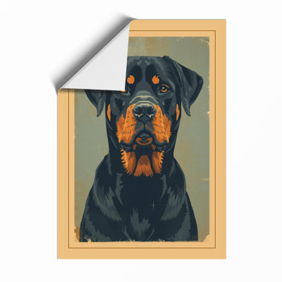 Rottweiler Portrait Rustic - Framed Print