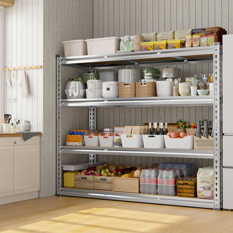 60"h 4-tiers Storage Shelves Heavy Duty Metal Shelves For Storage Adjustable Garage Shelves, Galvanized