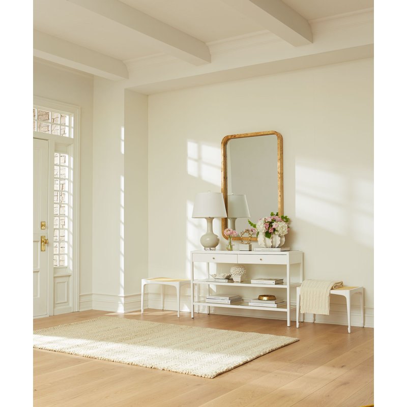 Caanan 48'' W Glass Console Table, Vanilla