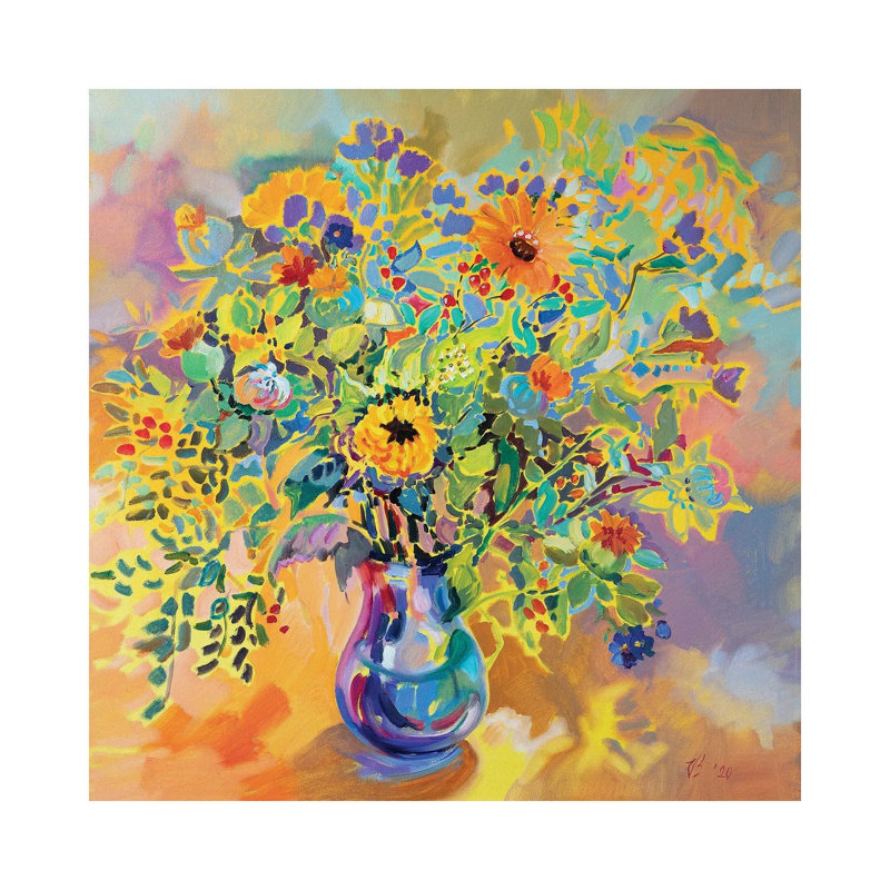 Warm Bouquet by Katharina Valeeva - Wrapped Canvas Painting, 93.98 cm H x 93.98 cm W x 1.91 cm D