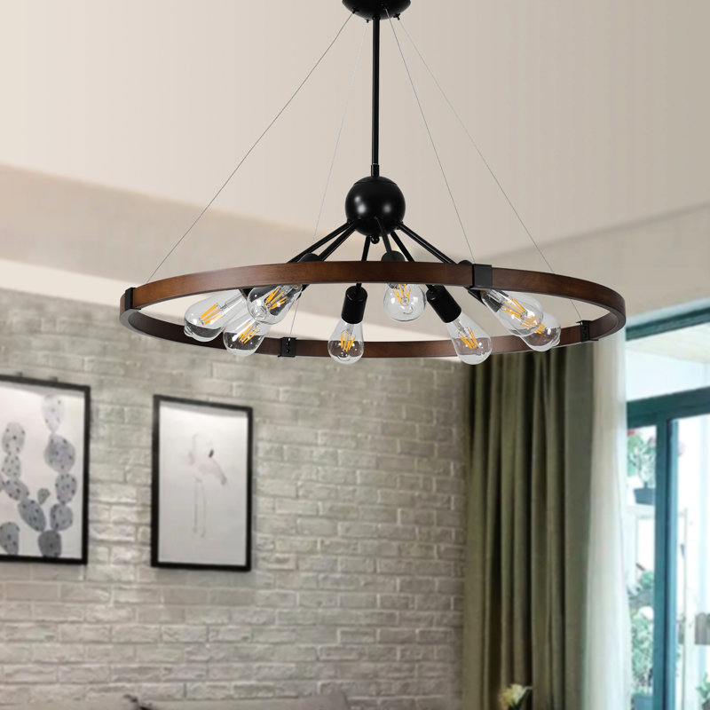 8 - Luminaire suspendu de style rétro - Cuisine, salon, rouille et corrosion dans la salle à manger, chaîne réglable, noyer et rouille noire, luminaire suspendu