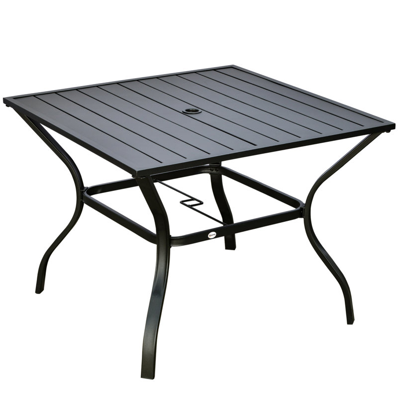 Grantsburg Square Outdoor Dining Table With Umbrella Hole , 94cm cm W 94cm cm D, Black
