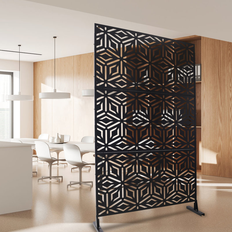 Écran d'intimité en métal H 76 po - noir. Idéal pour l'intérieur et l'extérieur. Panneau de balcon de patio autoportant. Rouille - acier. Salle de jardin polyvalente. Installation facile H 76 po x l 76 po noir
