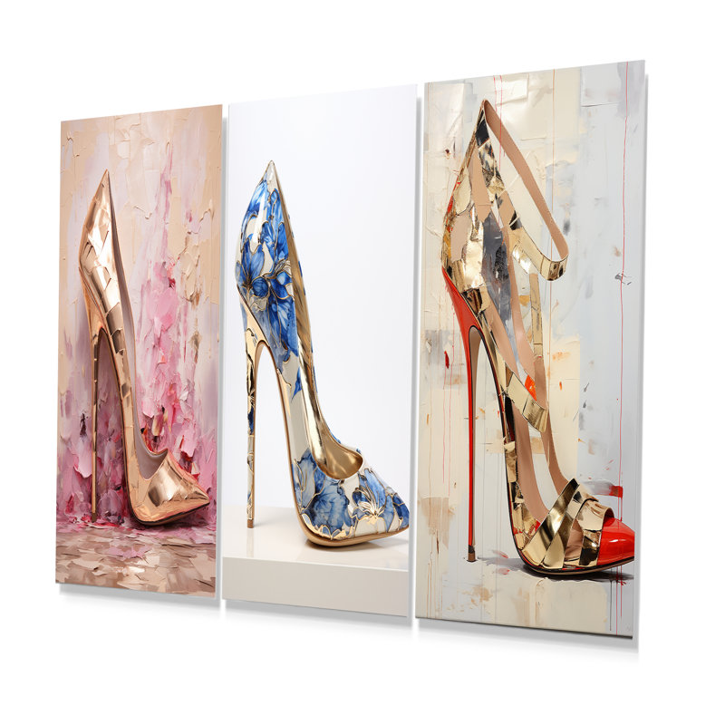 Ramsel - Ensemble de 3 talons hauts tendance en métal, H 28 po x l 36 po