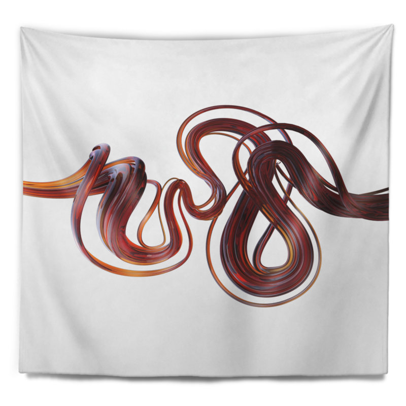Tapisserie abstraite à lignes flexibles caramel 3D, H 50 po x l 60 po