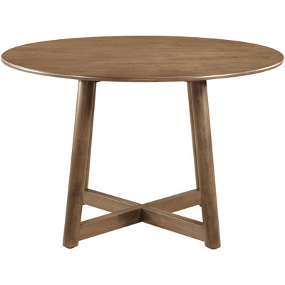 Table de salle à manger ronde en bois massif noyer de guinée, ambiance terreuse et pieds emboîtables, 46,37 pouces carrés, 29,79 de hauteur, finition, sièges