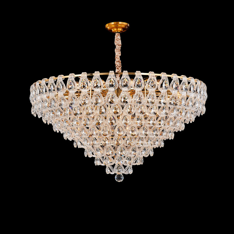 Gala 28-Light Round Crystal Chandelier - Gold
