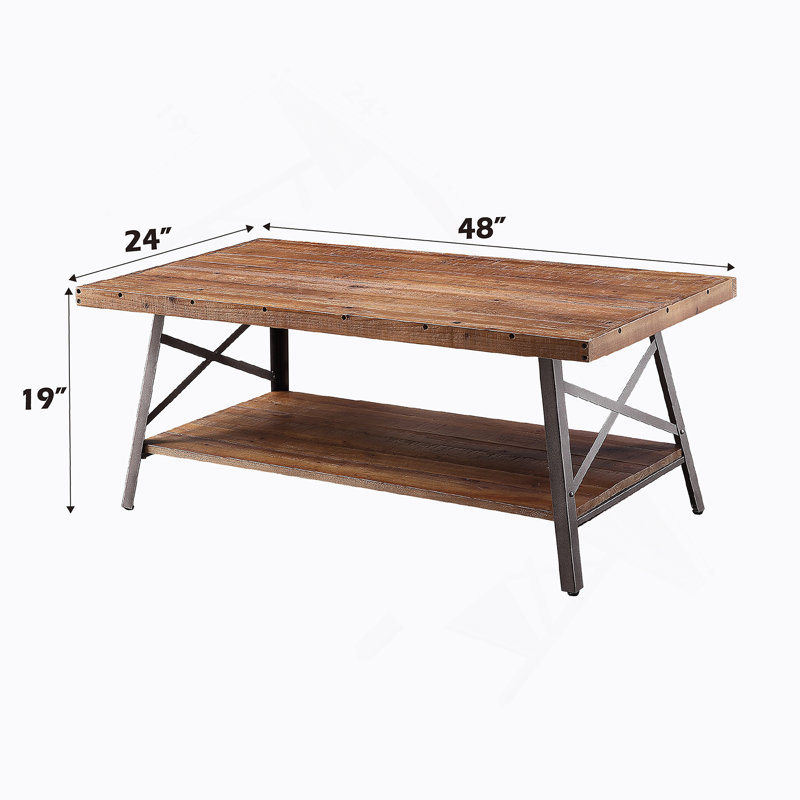 Table basse en chêne patiné et finition noir sablé