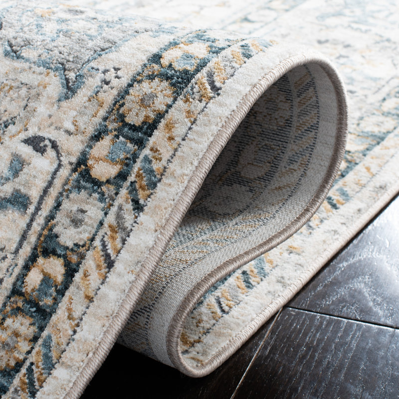 Tapis 723 ivoire / bleu marine, Carré 6 pi 7 po