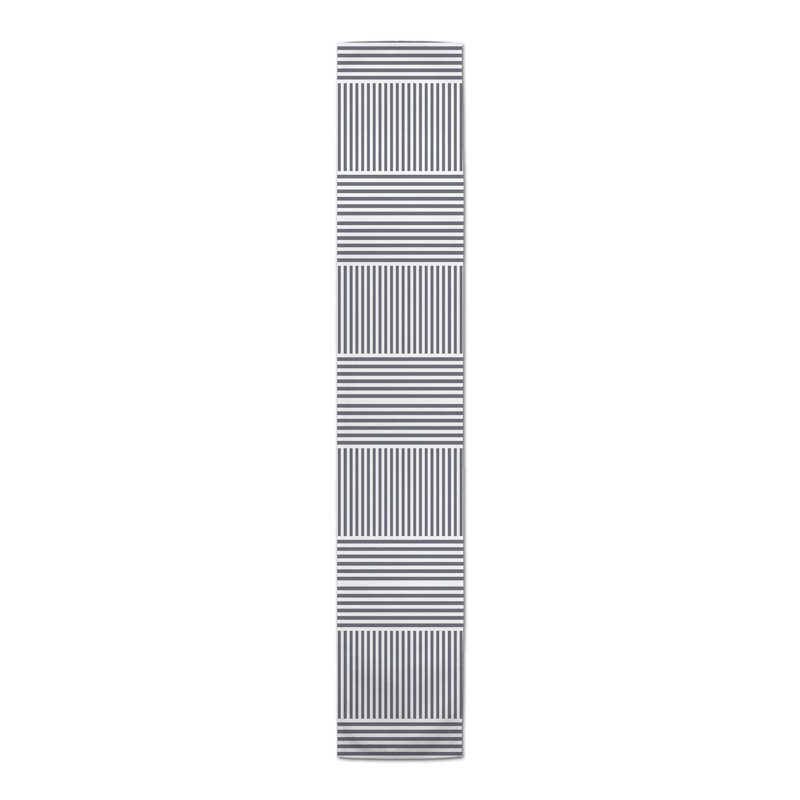 Ardenti Striped Table Runner, 90" x 16", Dark Gray