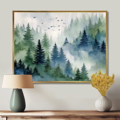 «Morning Mist Banff National Forest In Canada - Mount Rushmore», impression sur toile patriotique verte
