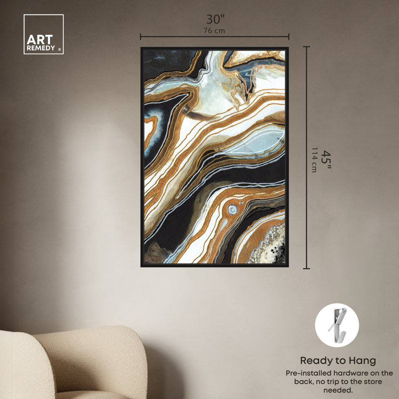 Black and Gold I, Black Framed, 46" H x 31" W