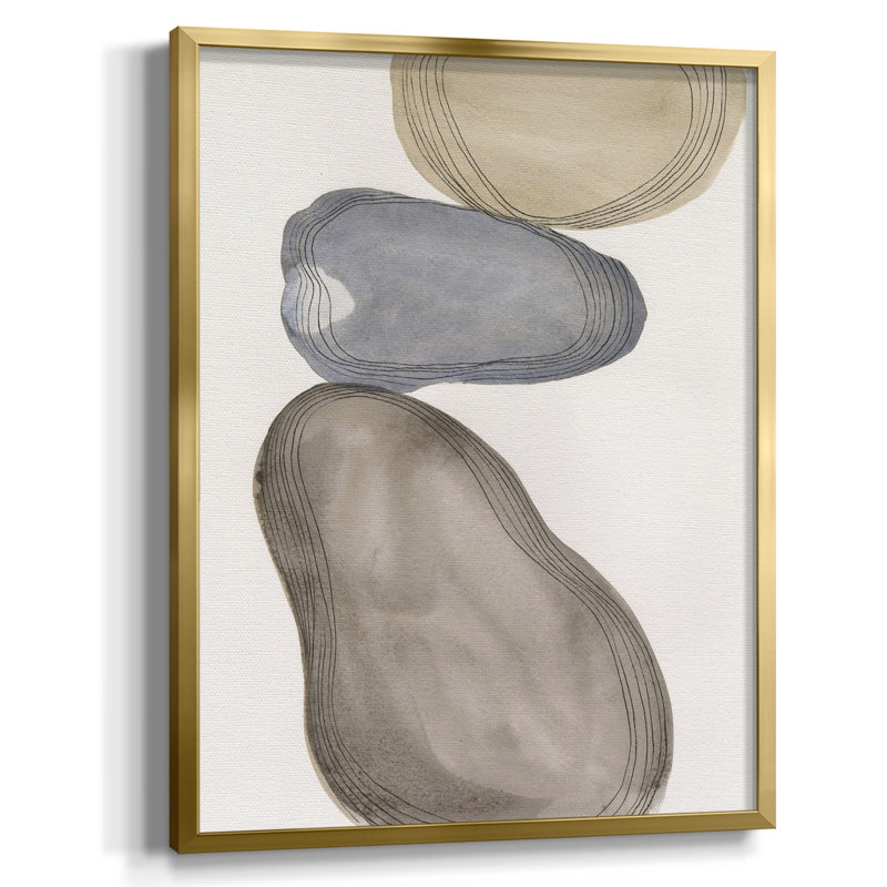 River Rocks Contour II -Framed Canvas, 42.5" H x 30.5" W, No Mat, Gold Framed Canvas