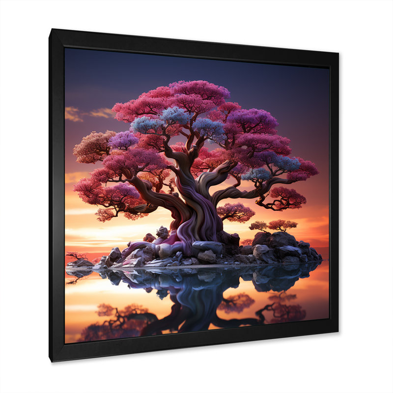 Baobab Trees Enchanted Hues, reproduction d'art sur toile, Cadre simple noir, H 16 po x l 16 po x P 1 po