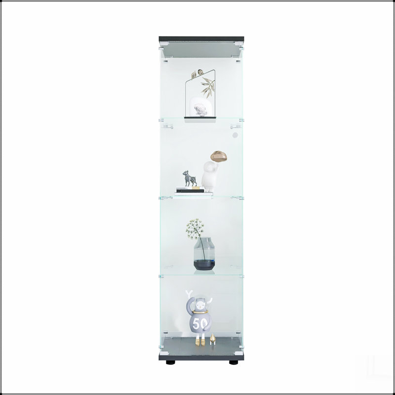 Vitrine en verre avec 4 tablettes et porte