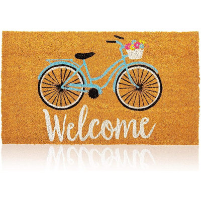 Natural Coir Doormat, Bicycle Welcome Mat (30 X 17 Inches...