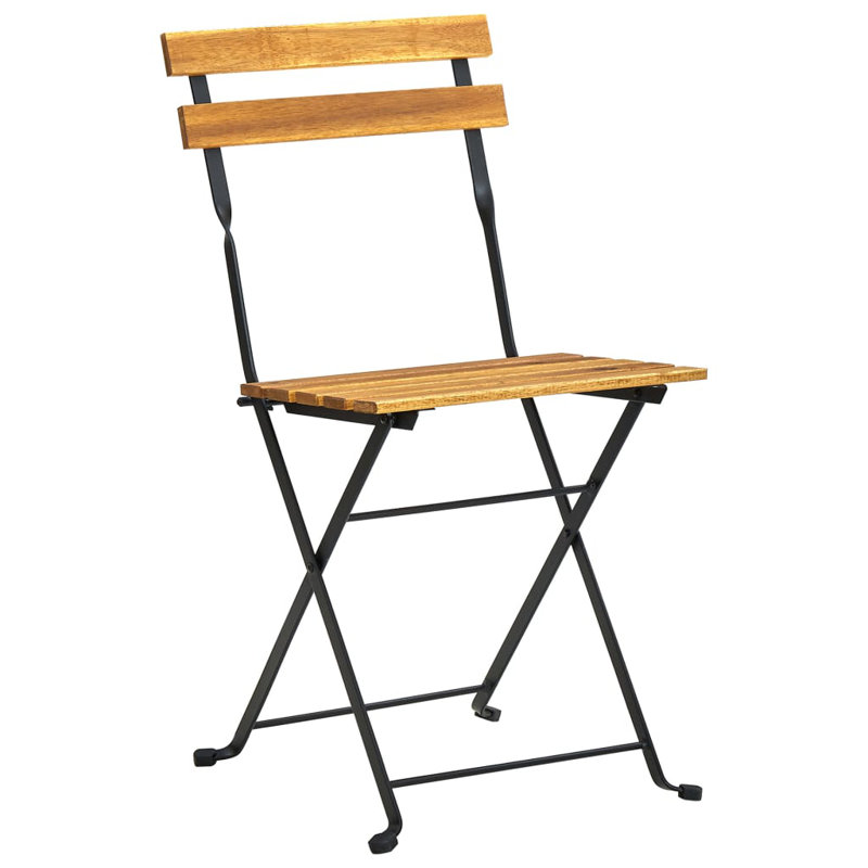 Padroni Solid Wood Patio Folding Chair Folding Chair Set, Black/Brown